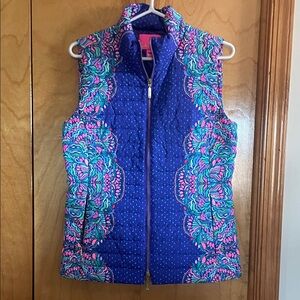 Lilly Pulitzer Vibrant Blue and Pink Quilted Vest